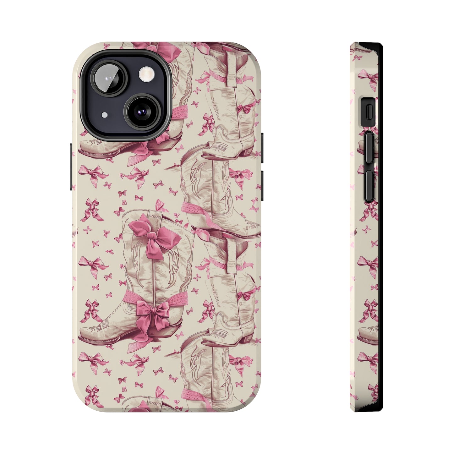 Bows and Boots Phone Case for iPhone - Lightweight, Impact Resistant, Wireless Charging Compatible