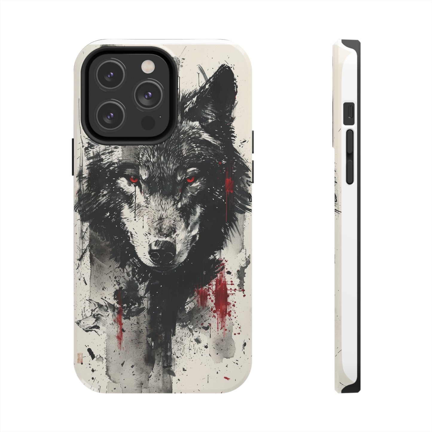 Asemic Writing Style Wolf Phone Case for iPhone - Lightweight, Impact Resistant, Wireless Charging Compatible