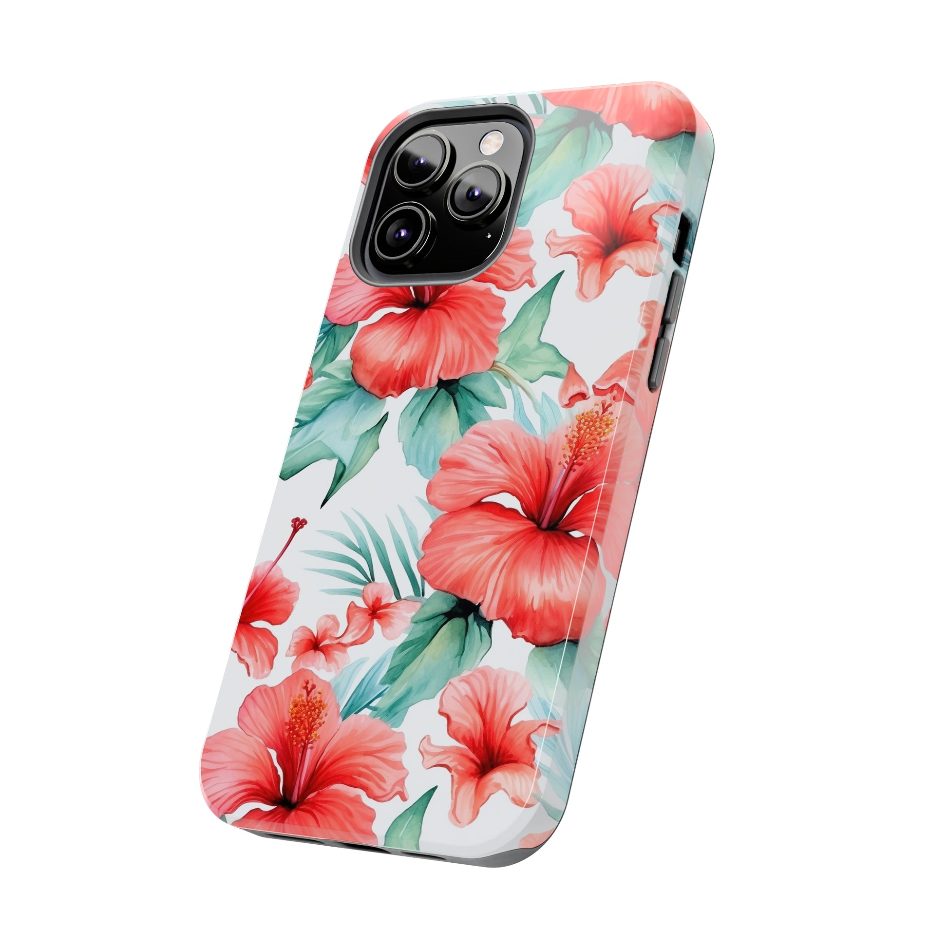 AI Hibiscus Pattern Phone Case for iPhone - Lightweight, Impact Resistant, Wireless Charging Compatible-AI phone case-AI By AJ