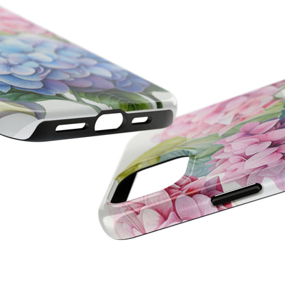 AI Hydrangeas Floral Pattern Phone Case for iPhone - Lightweight, Impact Resistant, Wireless Charging Compatible