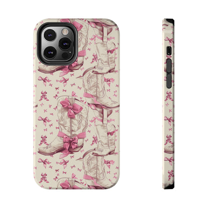 Bows and Boots Phone Case for iPhone - Lightweight, Impact Resistant, Wireless Charging Compatible