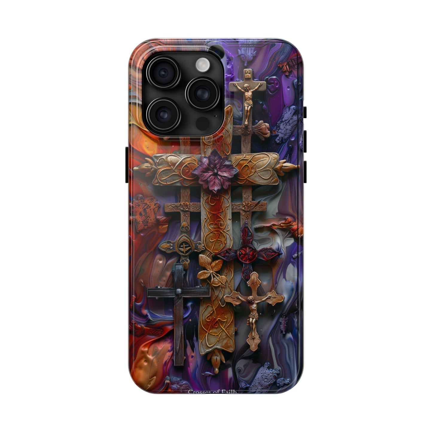 Colorful Crosses Phone Case for iPhone - Lightweight, Impact Resistant, Wireless Charging Compatible