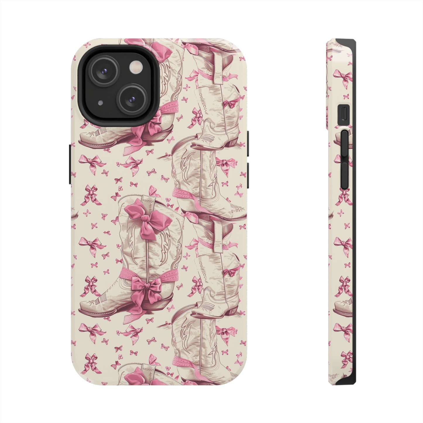 Bows and Boots Phone Case for iPhone - Lightweight, Impact Resistant, Wireless Charging Compatible