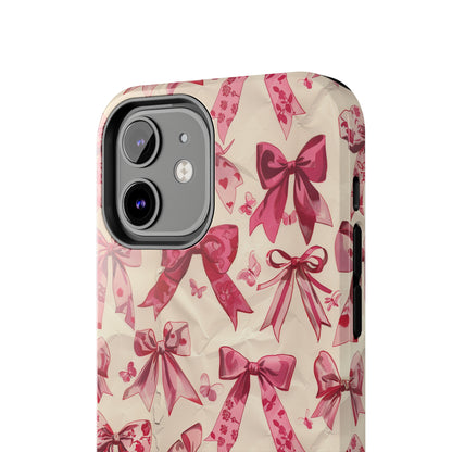 Pink Bows 3 Phone Case for iPhone - Lightweight, Impact Resistant, Wireless Charging Compatible