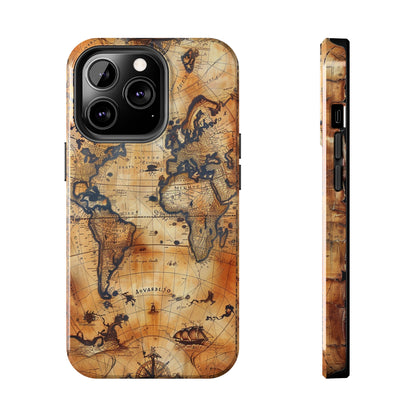 Ancient Map Phone Case for iPhone - Lightweight, Impact Resistant, Wireless Charging Compatible