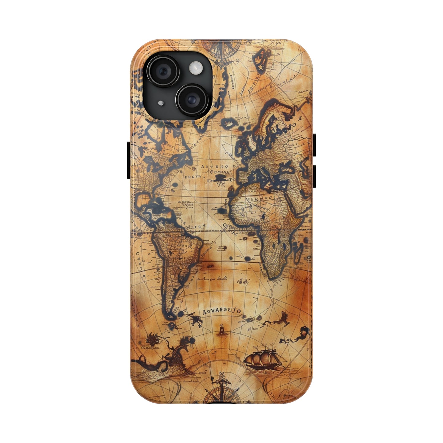 Ancient Map Phone Case for iPhone - Lightweight, Impact Resistant, Wireless Charging Compatible