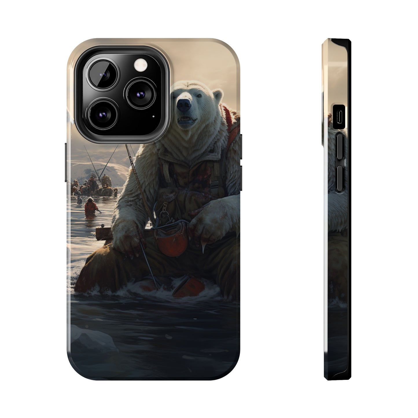 Fishing Polar Bear Phone Case for iPhone - Lightweight, Impact Resistant, Wireless Charging Compatible