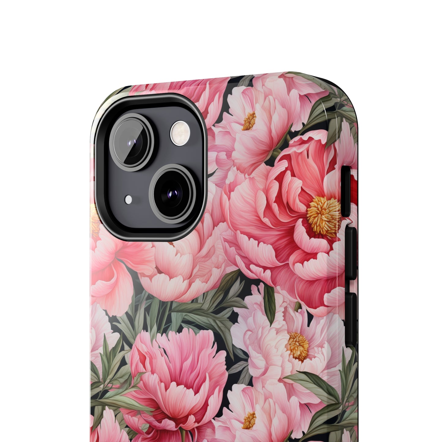 AI Peonies Floral Pattern Phone Case for iPhone - Lightweight, Impact Resistant, Wireless Charging Compatible