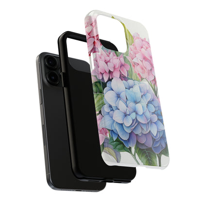 AI Hydrangeas Floral Pattern Phone Case for iPhone - Lightweight, Impact Resistant, Wireless Charging Compatible