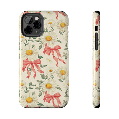 Daisies and Bows Phone Case for iPhone - Lightweight, Impact Resistant, Wireless Charging Compatible