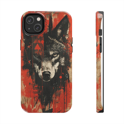 Asemic Writing Style Wolf Phone Case 3 for iPhone - Lightweight, Impact Resistant, Wireless Charging Compatible