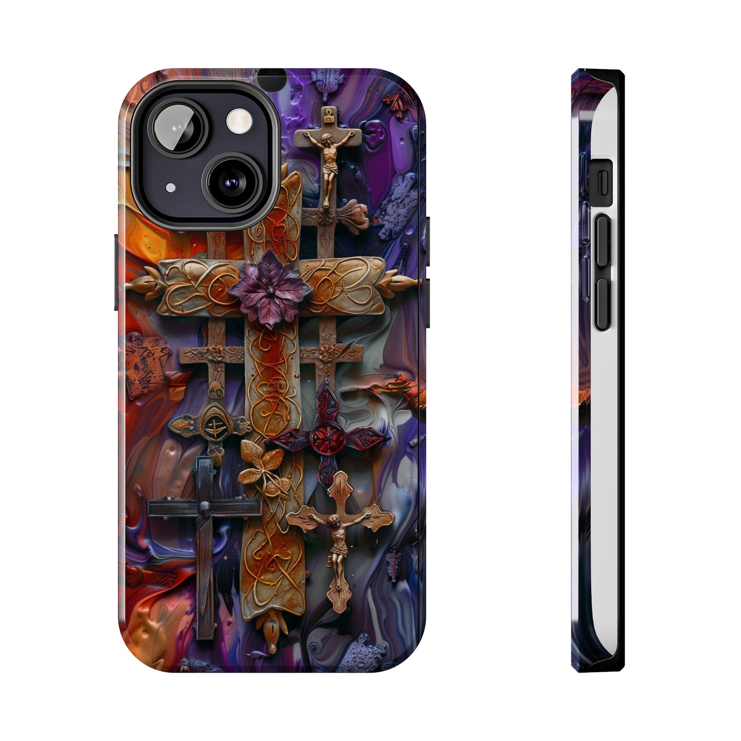 Colorful Crosses Phone Case for iPhone - Lightweight, Impact Resistant, Wireless Charging Compatible