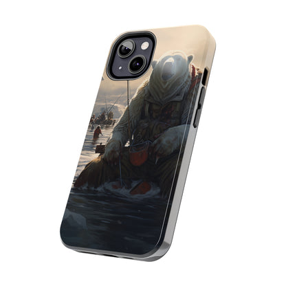 Fishing Polar Bear Phone Case for iPhone - Lightweight, Impact Resistant, Wireless Charging Compatible