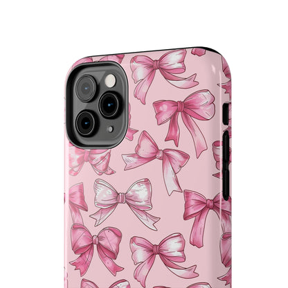 Pink Bows Phone Case for iPhone - Lightweight, Impact Resistant, Wireless Charging Compatible