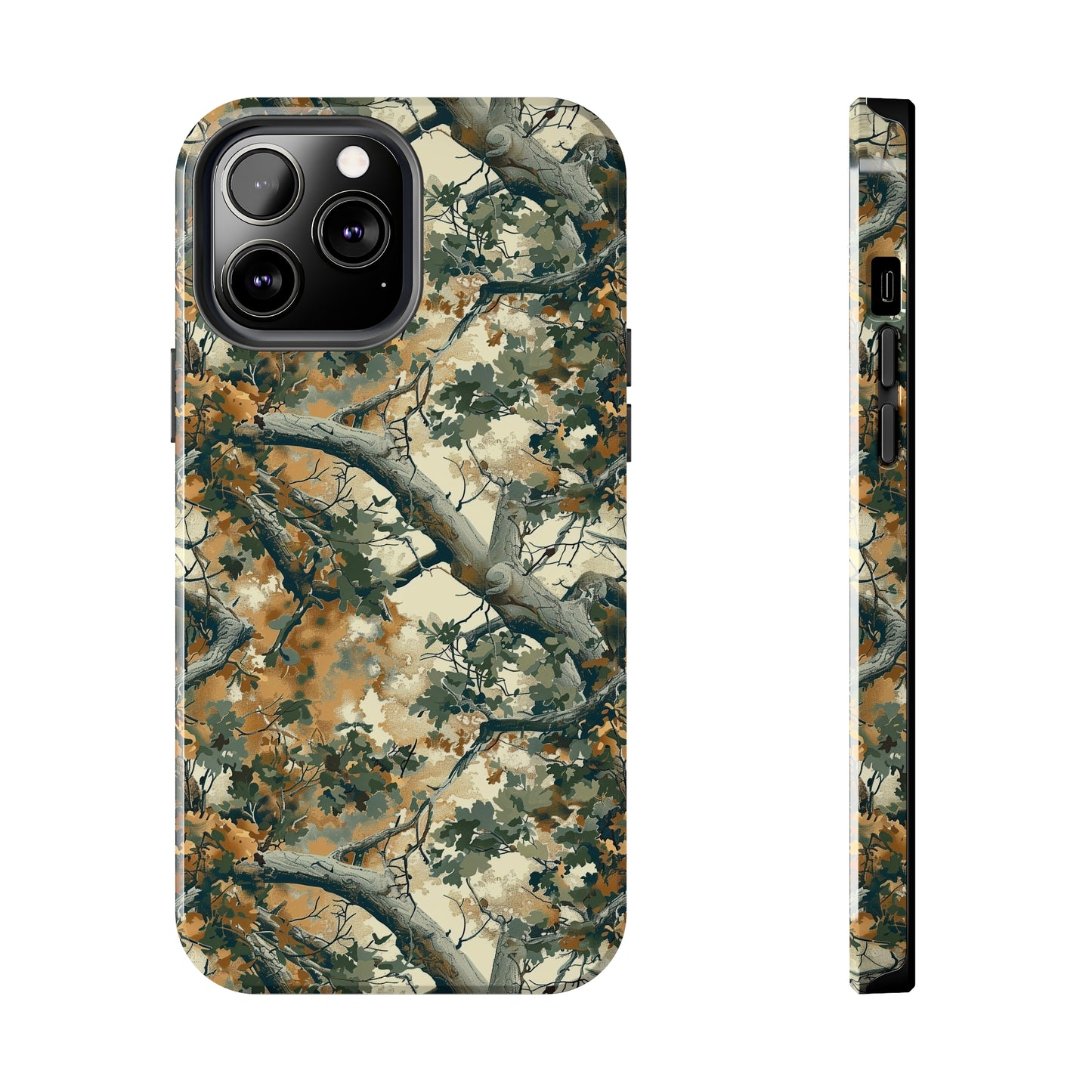 Brown Tree Camo Phone Case for iPhone - Lightweight, Impact Resistant, Wireless Charging Compatible