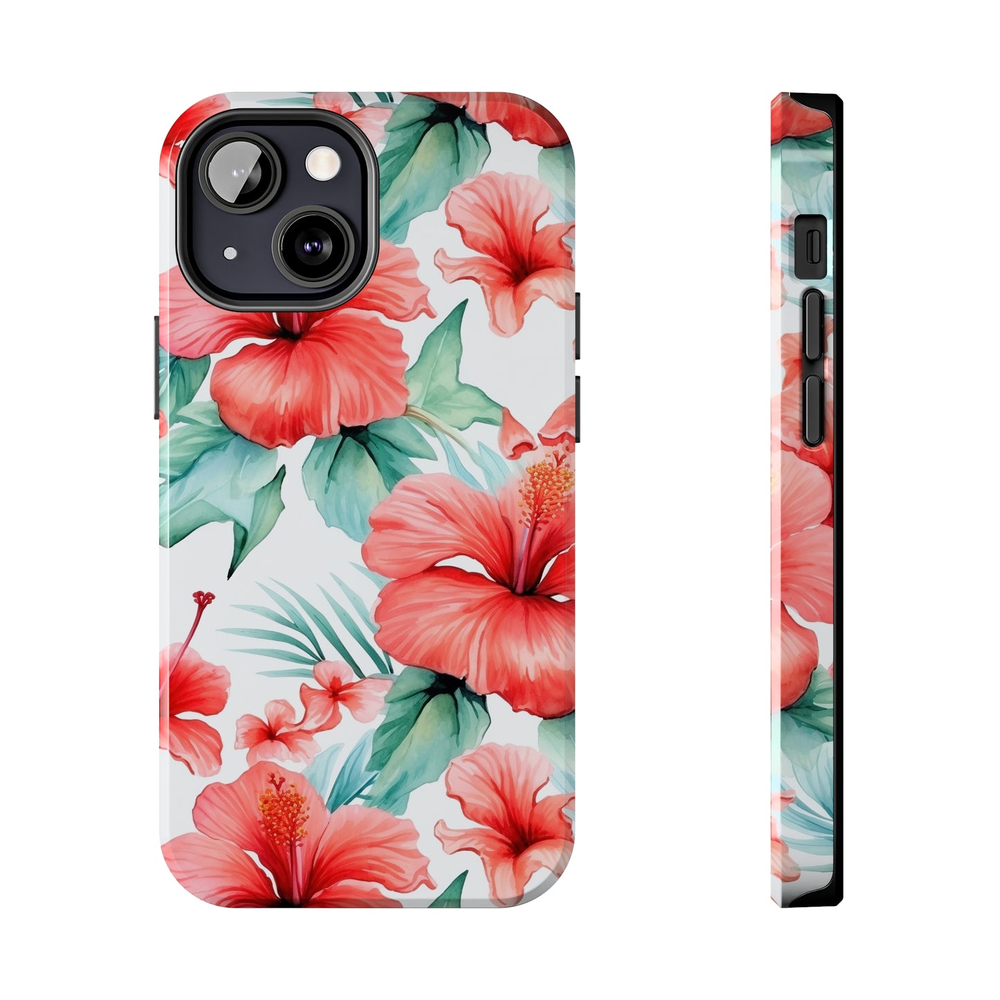 AI Hibiscus Pattern Phone Case for iPhone - Lightweight, Impact Resistant, Wireless Charging Compatible-AI phone case-AI By AJ