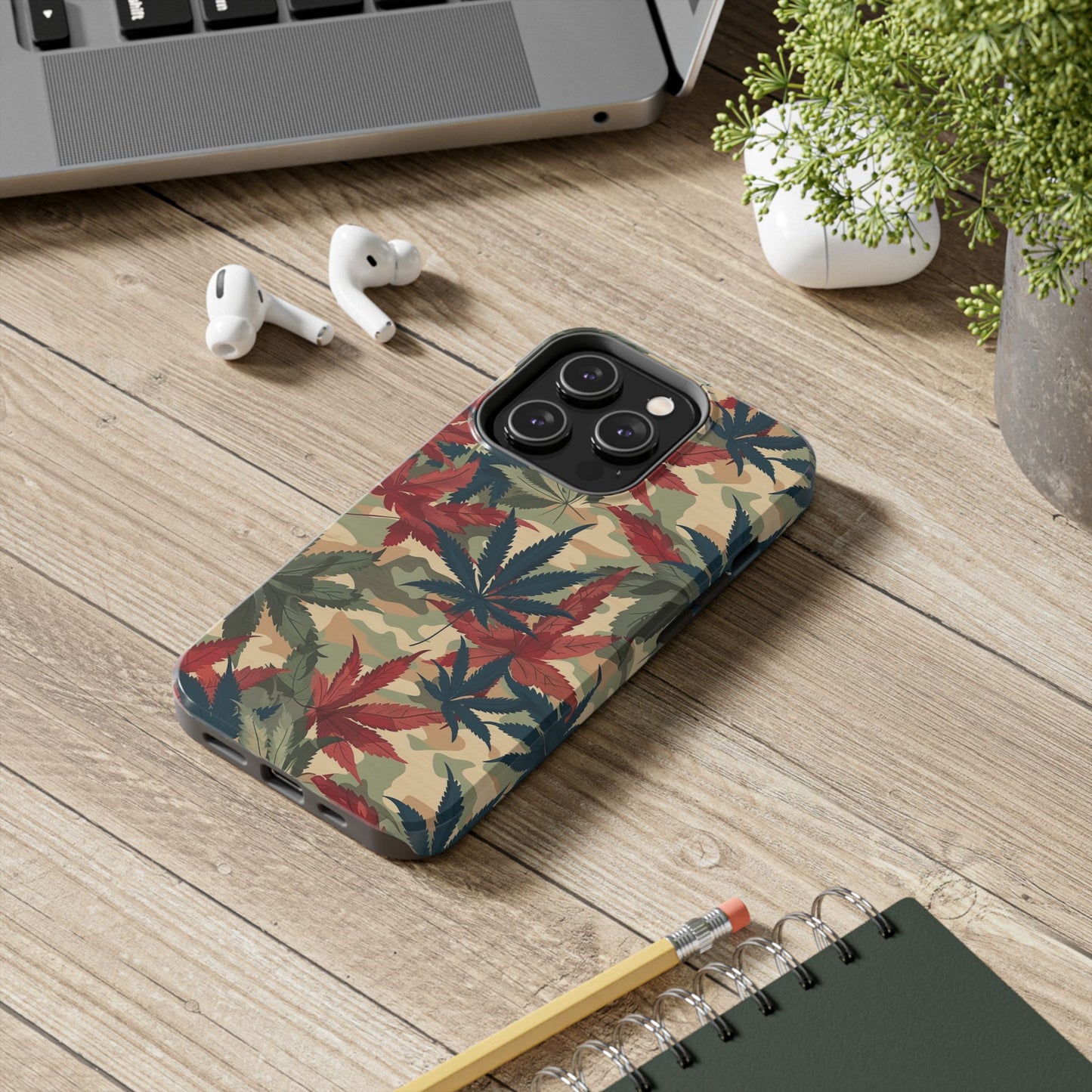 Cannabis Camo Phone Case for iPhone - Lightweight, Impact Resistant, Wireless Charging Compatible