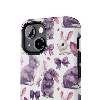 Bunnies and Bows Phone Case for iPhone - Lightweight, Impact Resistant, Wireless Charging Compatible