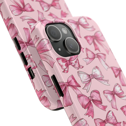 Pink Bows Phone Case for iPhone - Lightweight, Impact Resistant, Wireless Charging Compatible