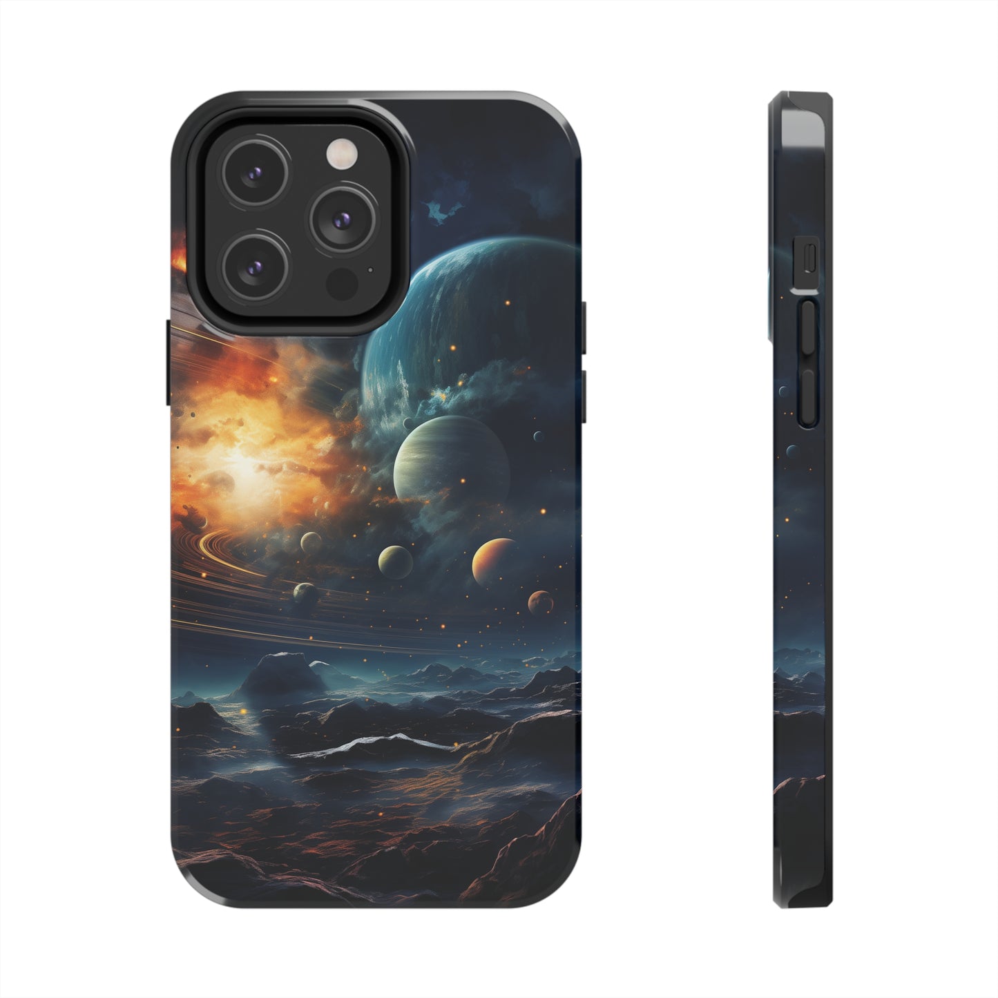 Space Planet Phone Case for iPhone - Lightweight, Impact Resistant, Wireless Charging Compatible