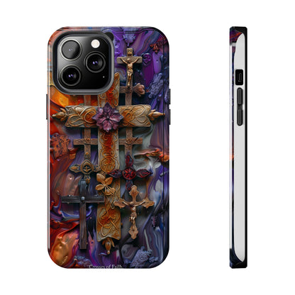 Colorful Crosses Phone Case for iPhone - Lightweight, Impact Resistant, Wireless Charging Compatible