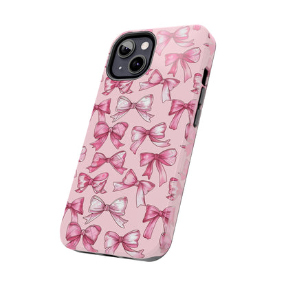 Pink Bows Phone Case for iPhone - Lightweight, Impact Resistant, Wireless Charging Compatible