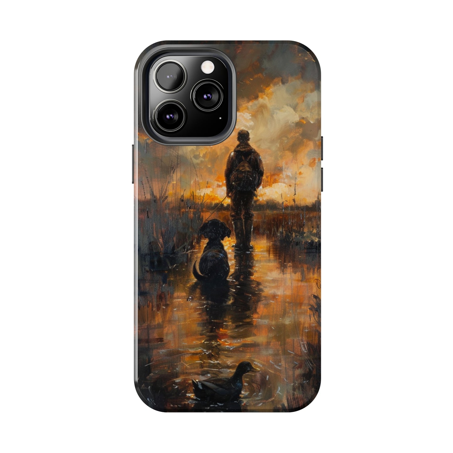 Water Color Mans Best Friend Phone Case for iPhone - Lightweight, Impact Resistant, Wireless Charging Compatible