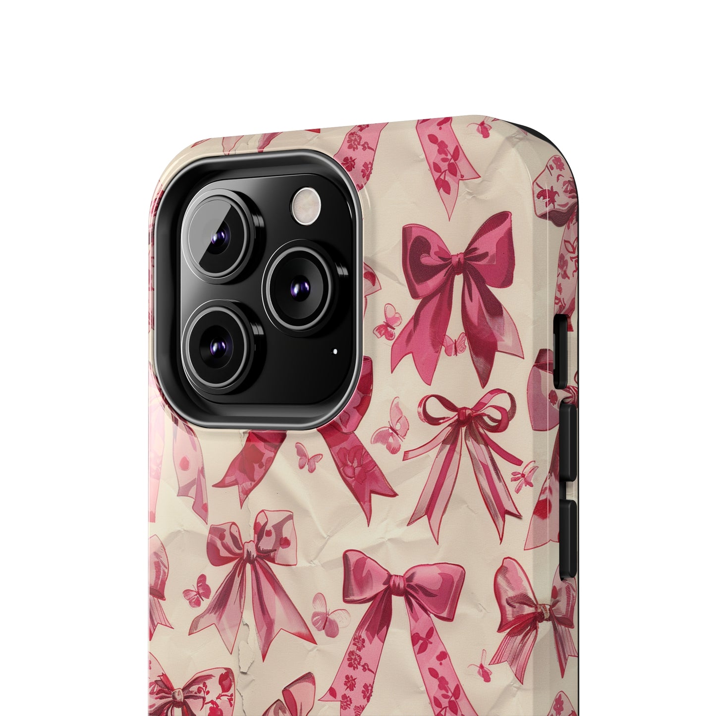 Pink Bows 3 Phone Case for iPhone - Lightweight, Impact Resistant, Wireless Charging Compatible