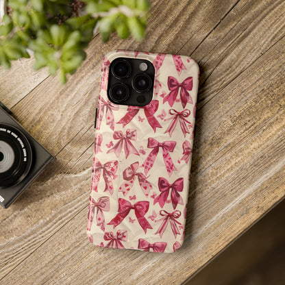 Pink Bows 3 Phone Case for iPhone - Lightweight, Impact Resistant, Wireless Charging Compatible