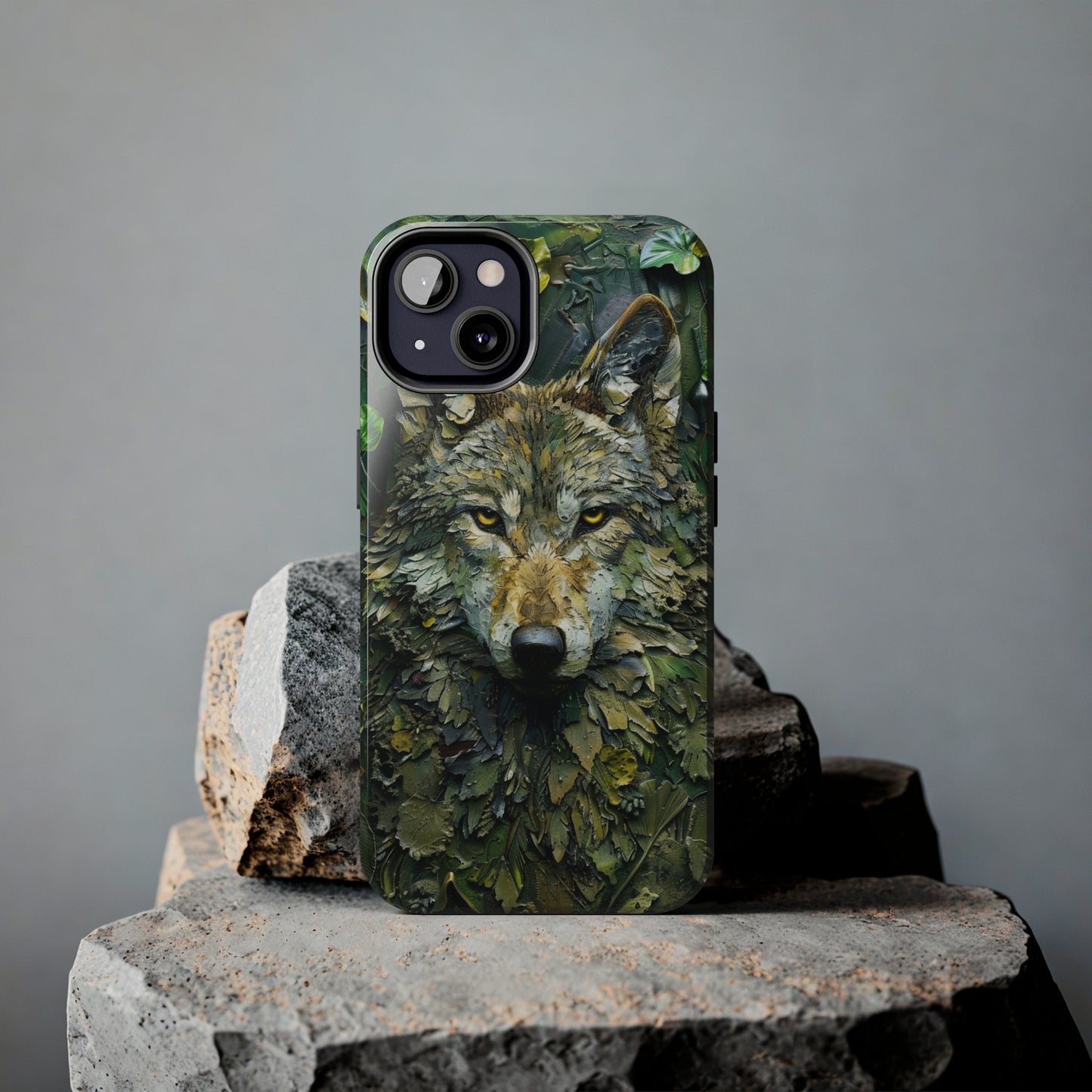 The Arte Povera Style Wolf Head Phone Case for iPhone - Lightweight, Impact Resistant, Wireless Charging Compatible