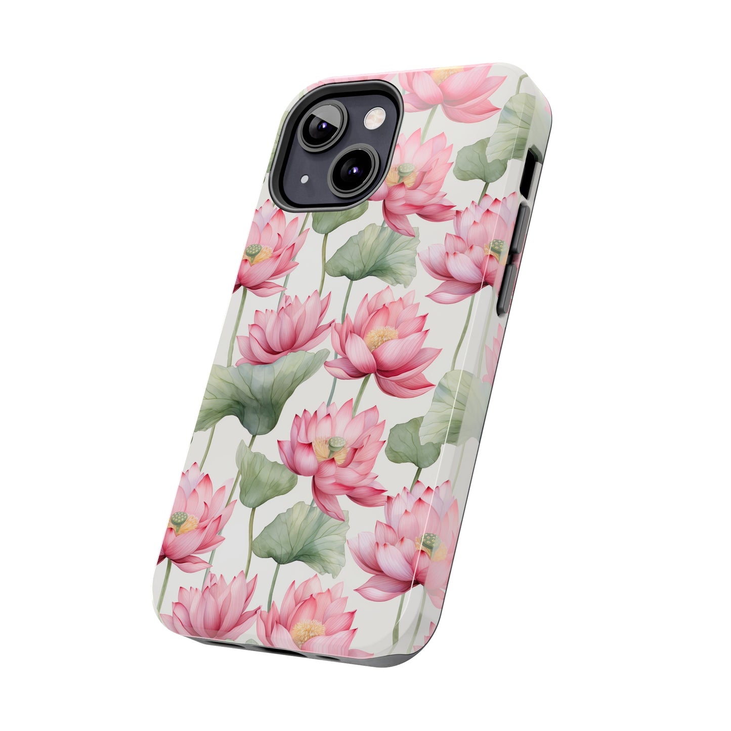 AI Lotus Flower Pattern Phone Case for iPhone - Lightweight, Impact Resistant, Wireless Charging Compatible