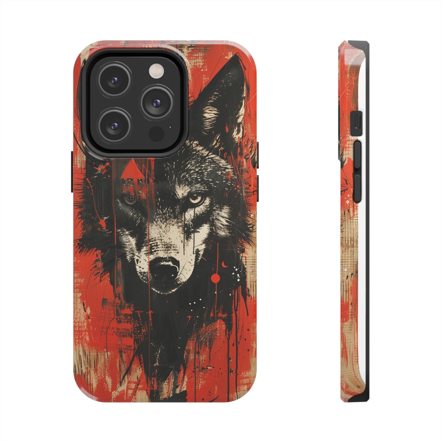 Asemic Writing Style Wolf Phone Case 3 for iPhone - Lightweight, Impact Resistant, Wireless Charging Compatible