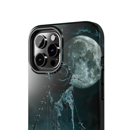 Gothic Skull and Black Rose Phone Case for iPhone - Lightweight, Impact Resistant, Wireless Charging Compatible