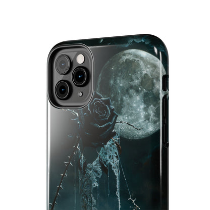 Gothic Skull and Black Rose Phone Case for iPhone - Lightweight, Impact Resistant, Wireless Charging Compatible