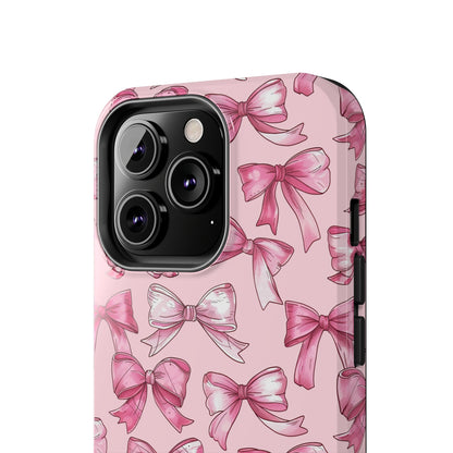 Pink Bows Phone Case for iPhone - Lightweight, Impact Resistant, Wireless Charging Compatible