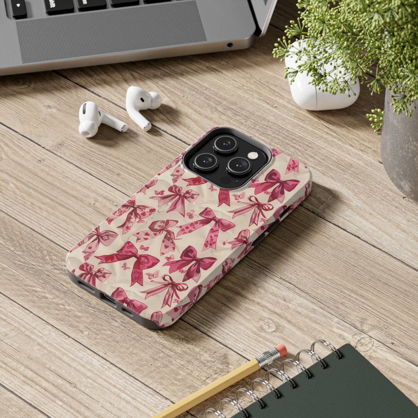 Pink Bows 3 Phone Case for iPhone - Lightweight, Impact Resistant, Wireless Charging Compatible