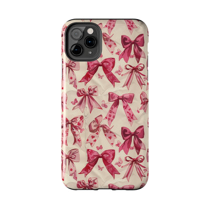 Pink Bows 3 Phone Case for iPhone - Lightweight, Impact Resistant, Wireless Charging Compatible