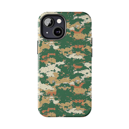 Green Pixel Camo Phone Case for iPhone - Lightweight, Impact Resistant, Wireless Charging Compatible