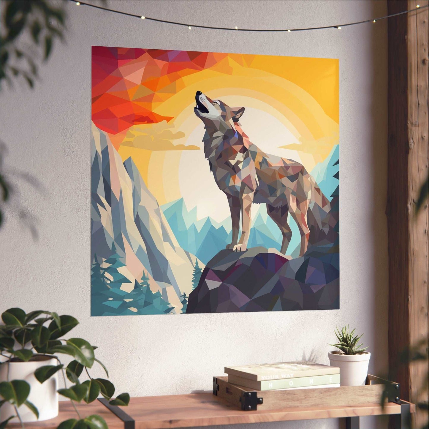 Fine Art Wolf Poster - Wildlife Art Print with Geometric Shapes!!! Wolves artwork!!!