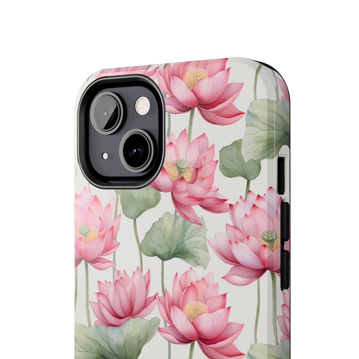 AI Lotus Flower Pattern Phone Case for iPhone - Lightweight, Impact Resistant, Wireless Charging Compatible