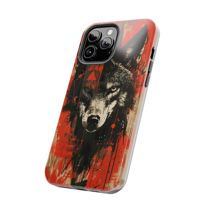 Asemic Writing Style Wolf Phone Case 3 for iPhone - Lightweight, Impact Resistant, Wireless Charging Compatible