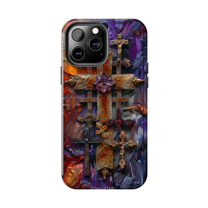 Colorful Crosses Phone Case for iPhone - Lightweight, Impact Resistant, Wireless Charging Compatible