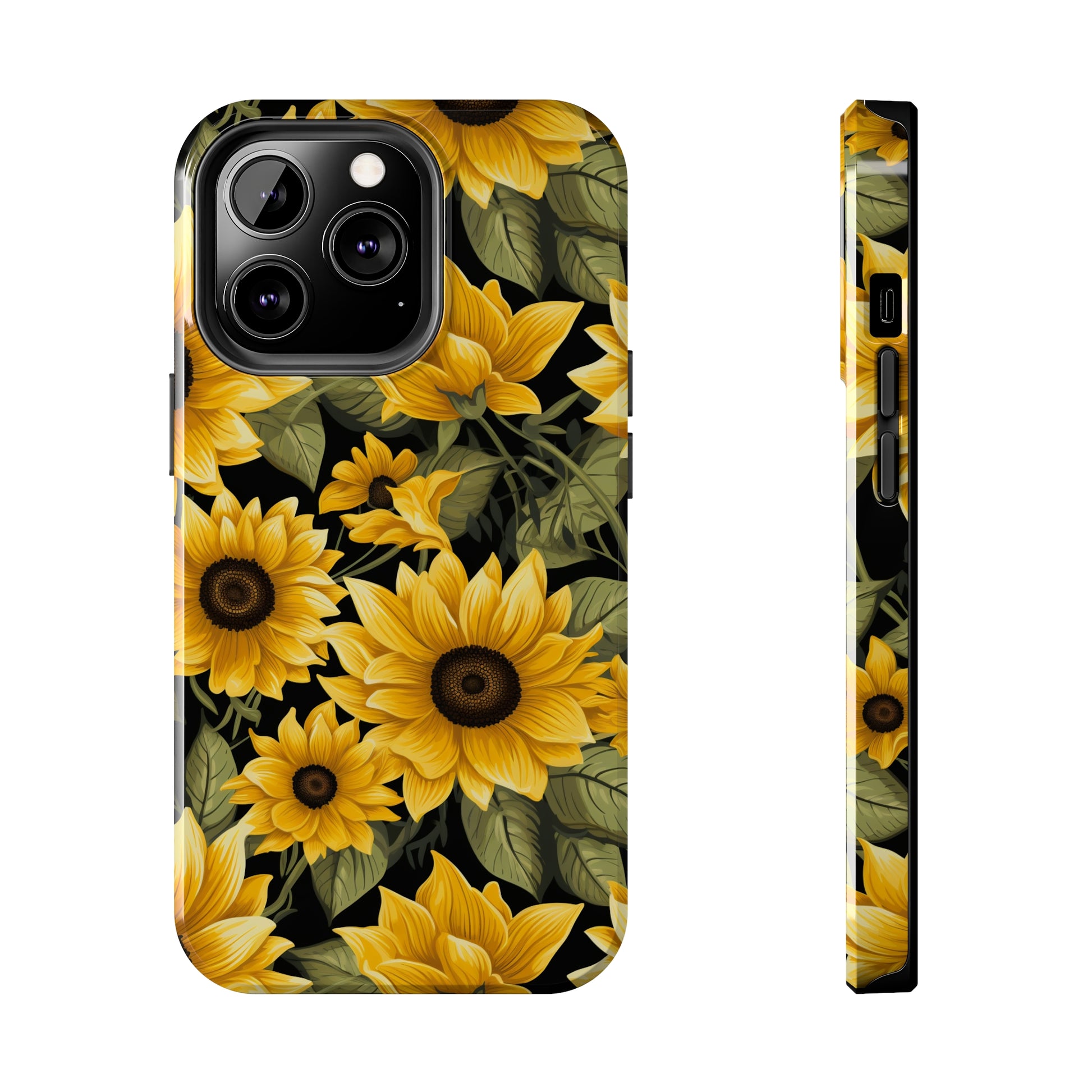 AI Sunflower Pattern Phone Case for iPhone - Lightweight, Impact Resistant, Wireless Charging Compatible-AI phone case-AI By AJ