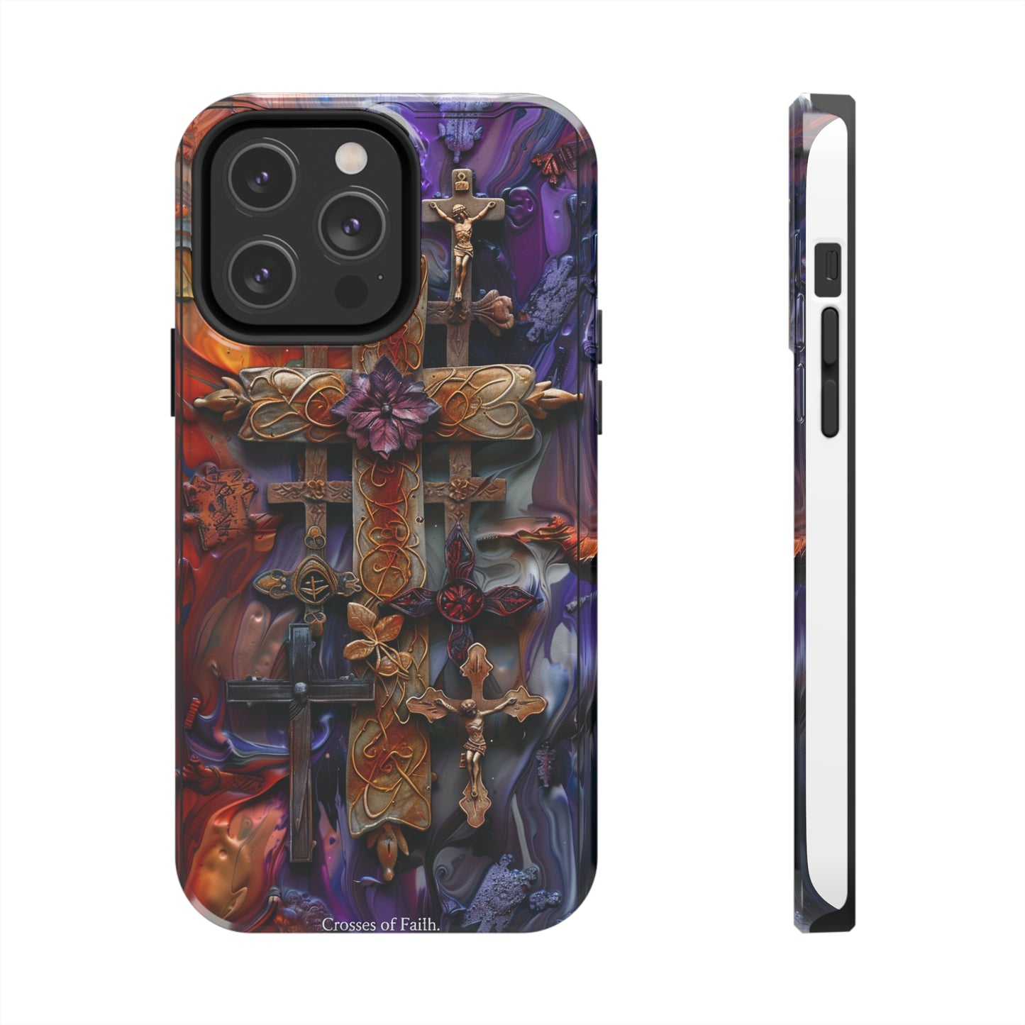 Colorful Crosses Phone Case for iPhone - Lightweight, Impact Resistant, Wireless Charging Compatible