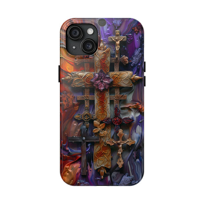 Colorful Crosses Phone Case for iPhone - Lightweight, Impact Resistant, Wireless Charging Compatible