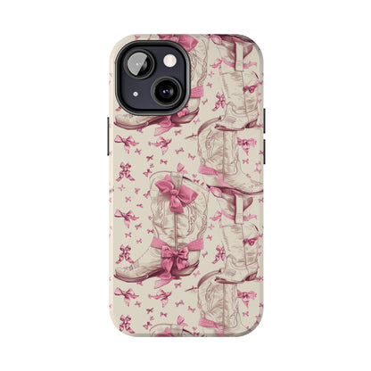 Bows and Boots Phone Case for iPhone - Lightweight, Impact Resistant, Wireless Charging Compatible