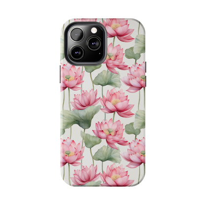 AI Lotus Flower Pattern Phone Case for iPhone - Lightweight, Impact Resistant, Wireless Charging Compatible