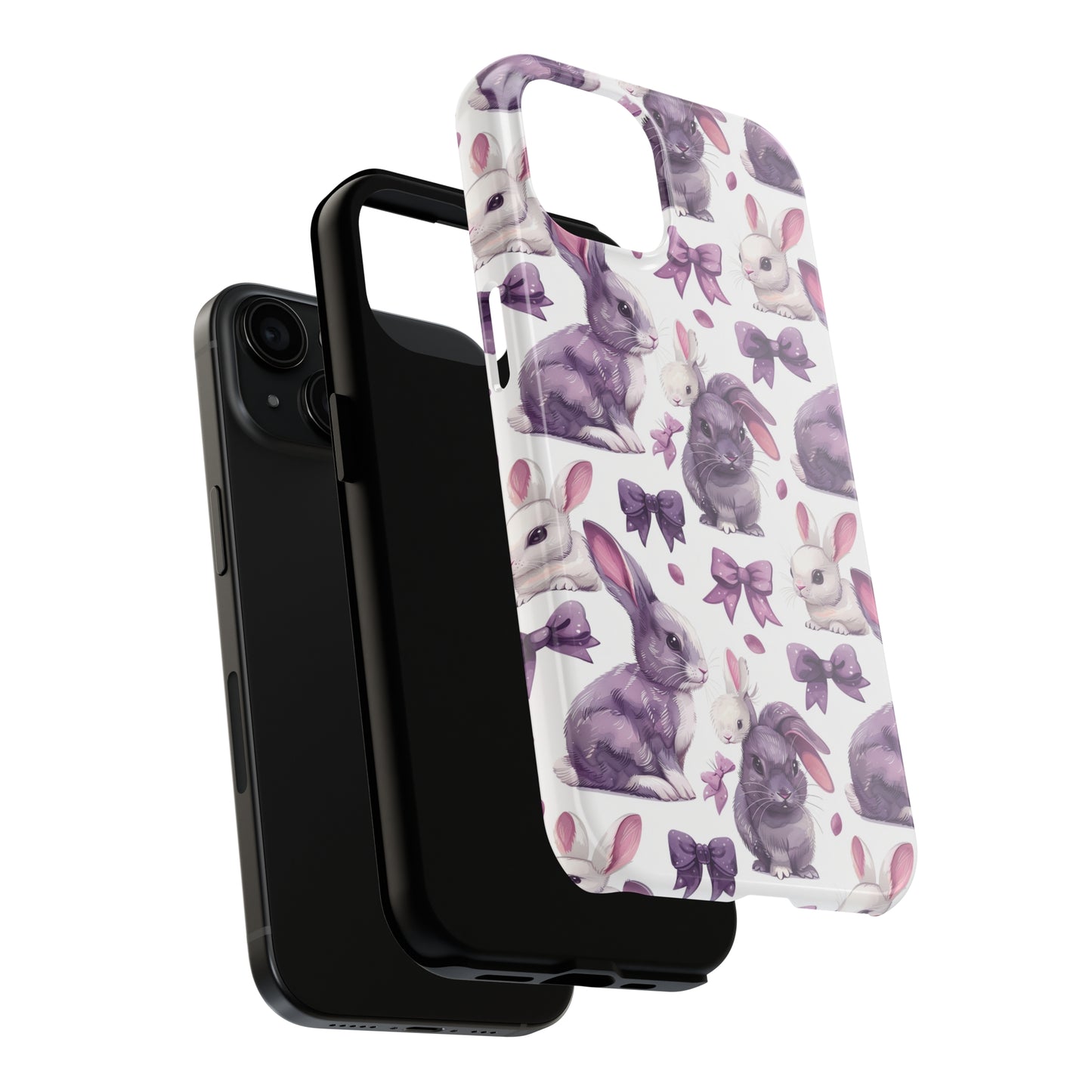 Bunnies and Bows Phone Case for iPhone - Lightweight, Impact Resistant, Wireless Charging Compatible