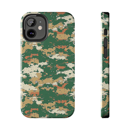 Green Pixel Camo Phone Case for iPhone - Lightweight, Impact Resistant, Wireless Charging Compatible