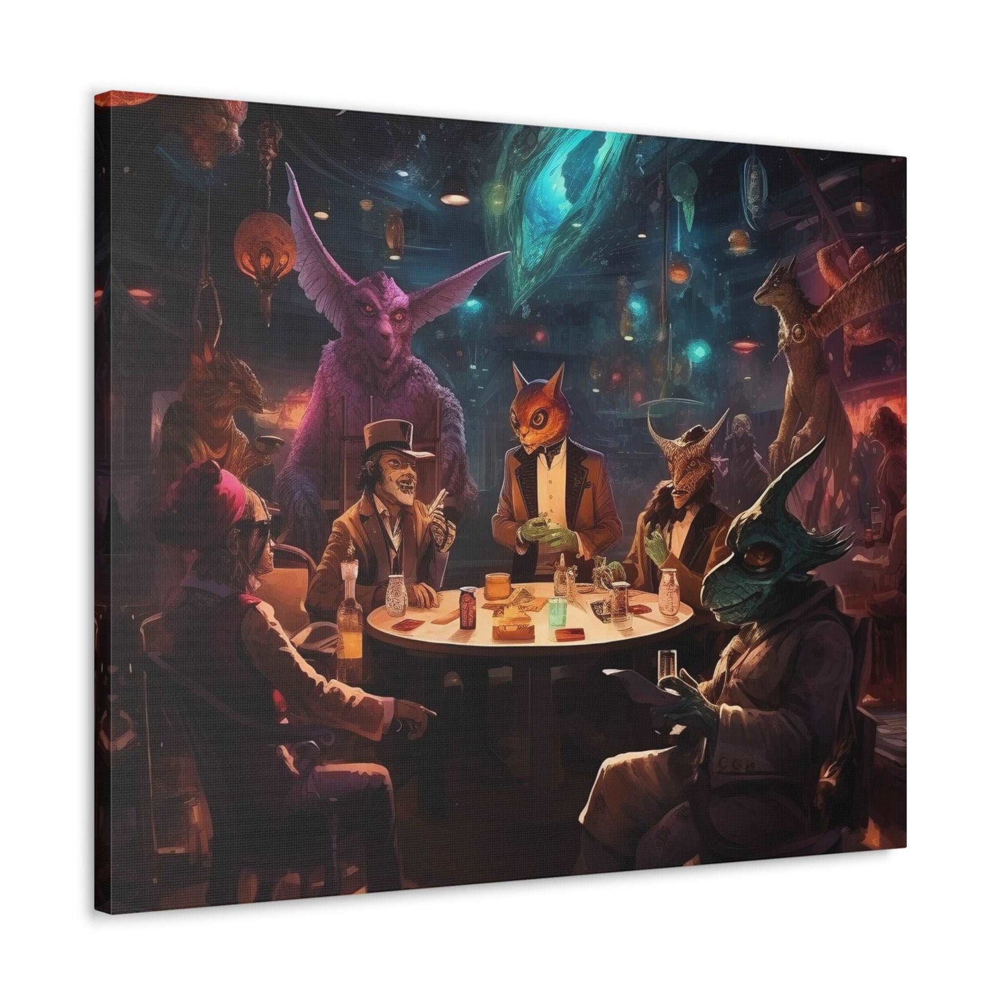 Intergalactic Poker Canvas Gallery Wraps / Game Room Art / Wall Decor / Living Room Decor